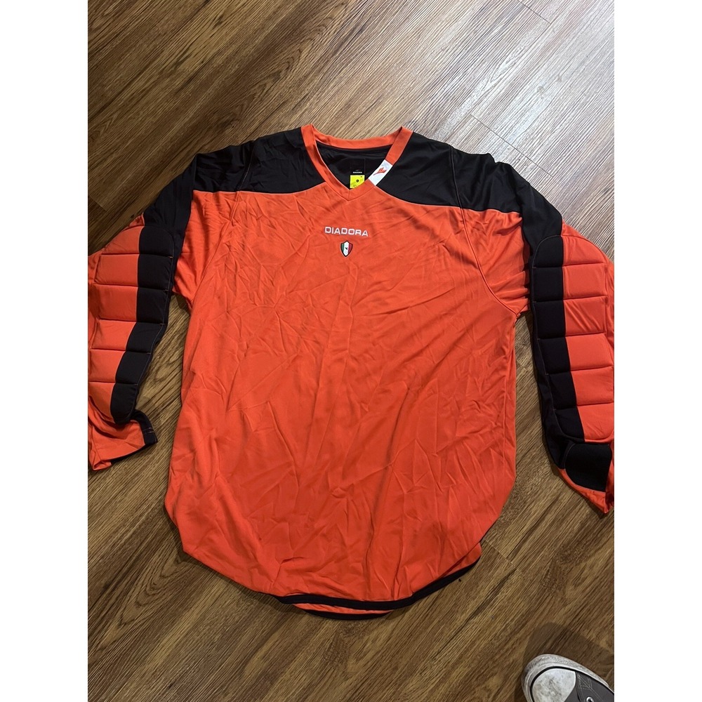 Diadora Diadry Goalkeeper Jersey Long Sleeve Shirt‎ Soccer Orange /black Size L